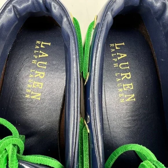 Lauren Ralph Lauren Womens Makenna Green Navy Blue Lace Up Size 7B Boat Shoes - Picture 5 of 11